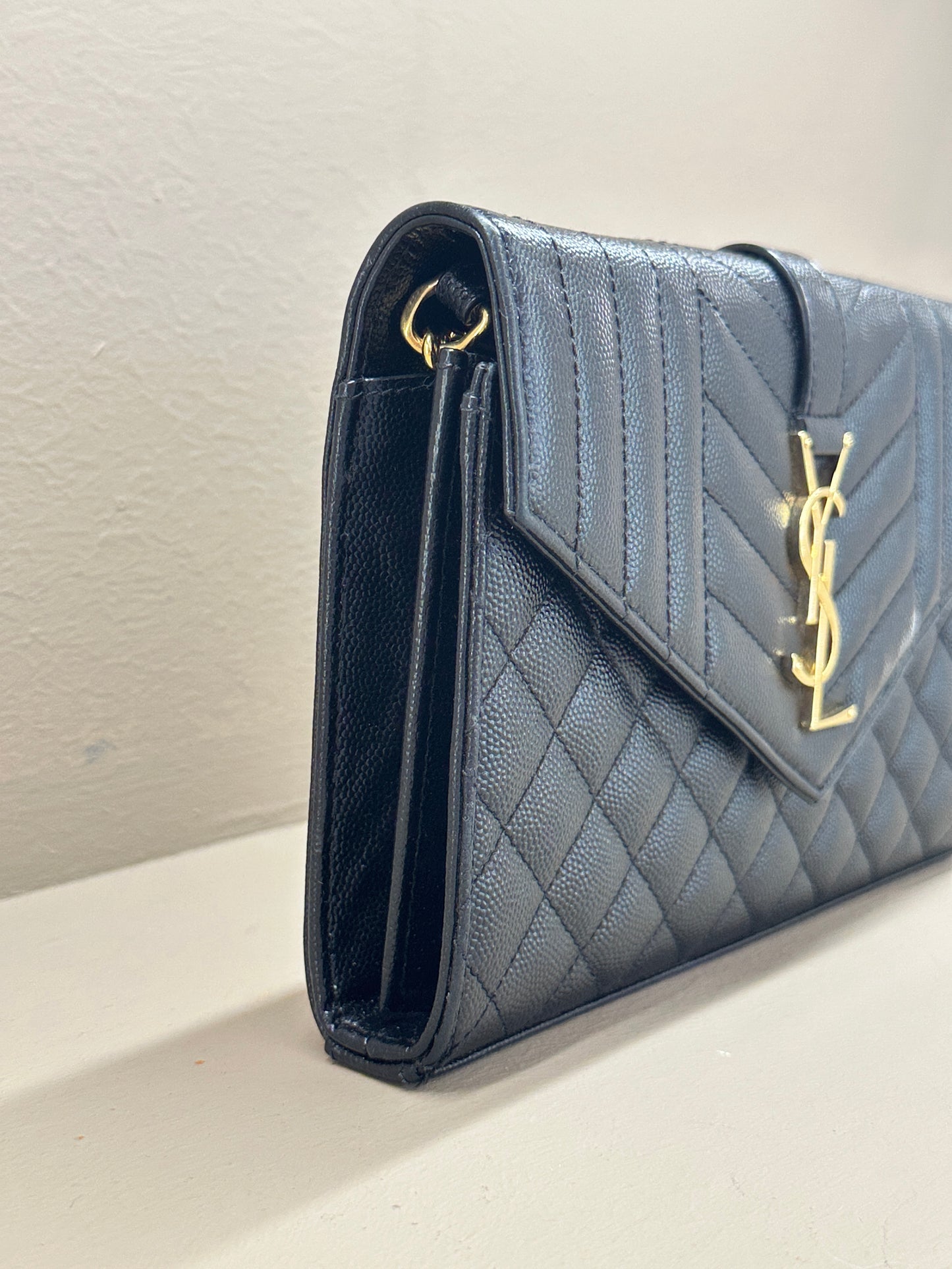 SAINT LAURENT ENVELOPE SMALL WALLET ON CHAIN