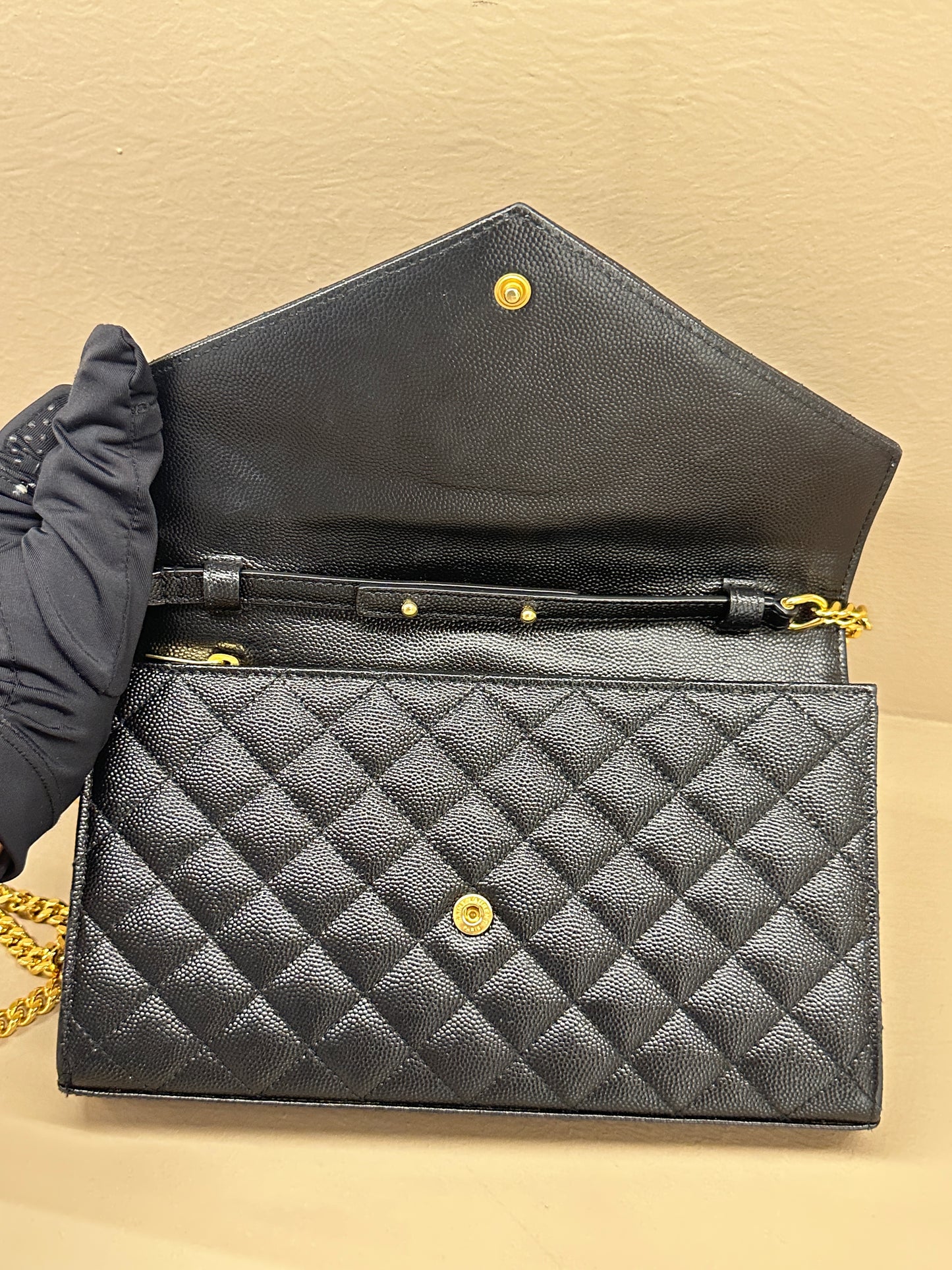 SAINT LAURENT ENVELOPE SMALL WALLET ON CHAIN