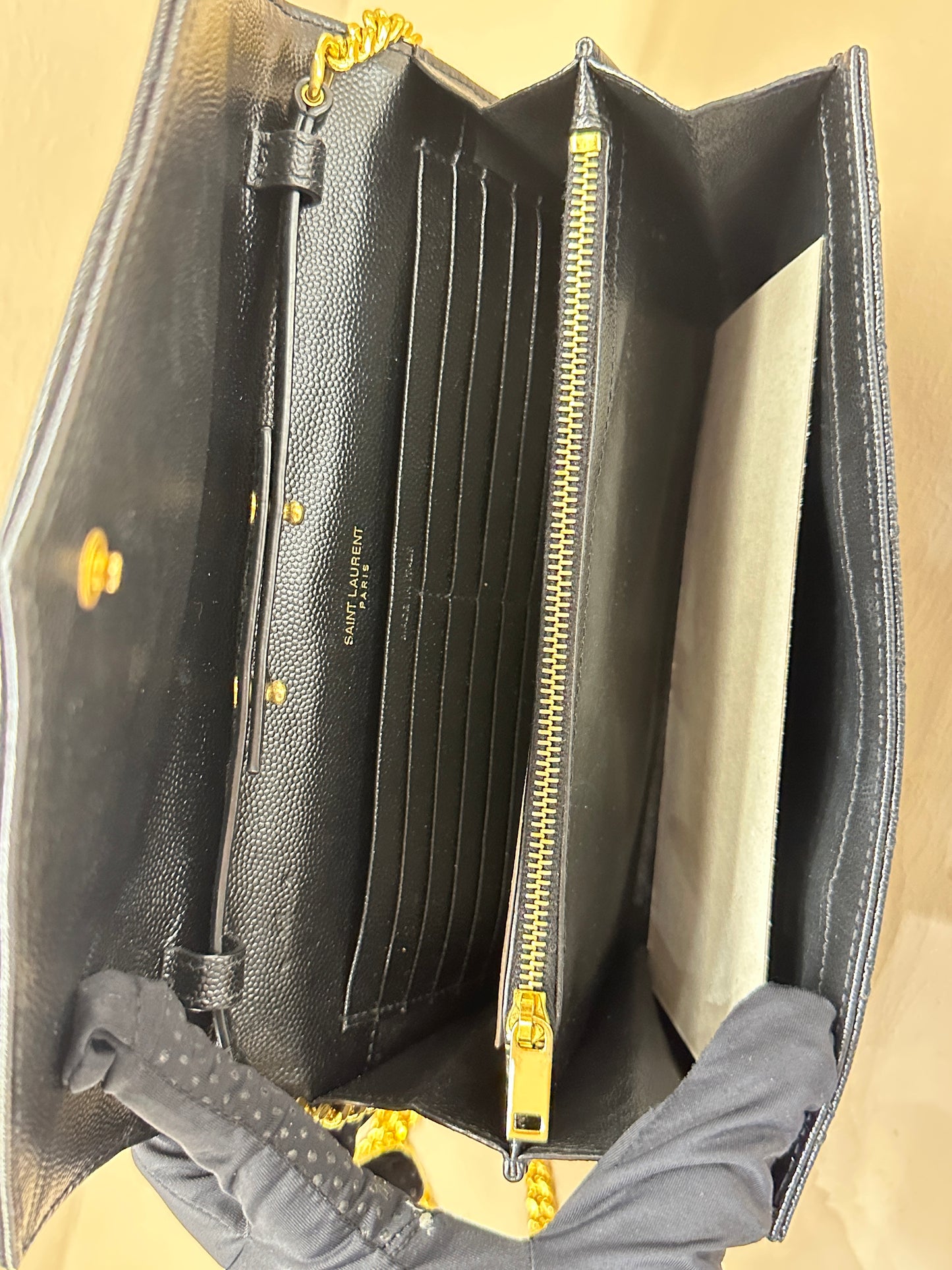 SAINT LAURENT ENVELOPE SMALL WALLET ON CHAIN