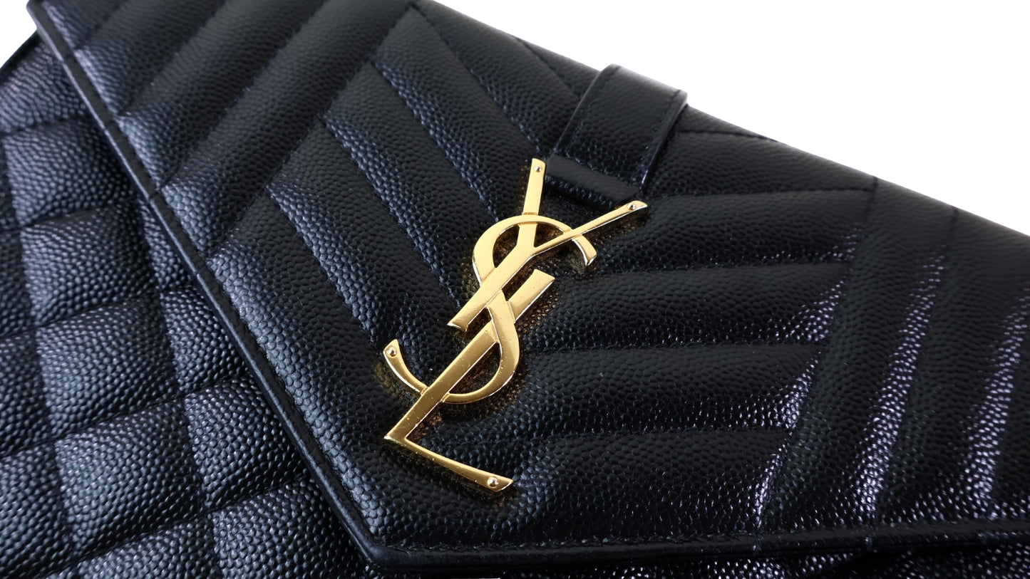 SAINT LAURENT ENVELOPE SMALL WALLET ON CHAIN