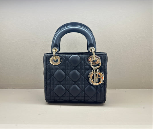 Lady dior mini dark brown gold hardware