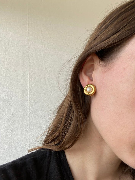 Chanel round pearl earrings